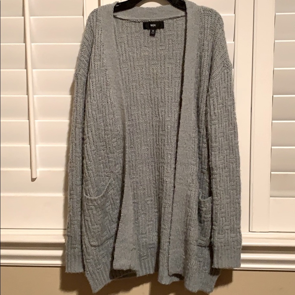 Green-gray knit cardigan
